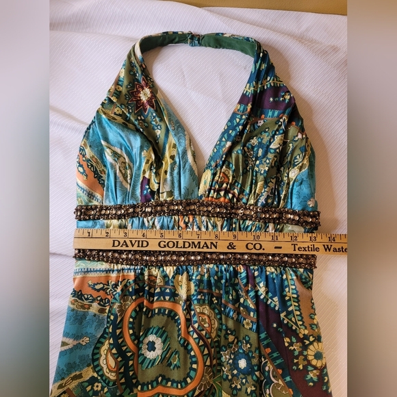 Kay Unger 100% Silk Satin Floral Halter Formal Dress sz 4 - Picture 9 of 10